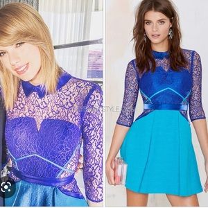 RARE Teal and Blue/Purple Three Floor Mini Fit and Flare Dress